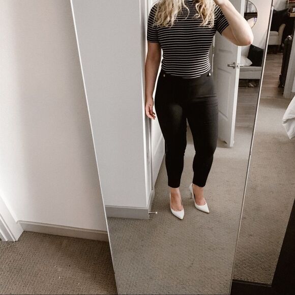 Counterparts Black Gold Button Pull On Office Wear Work Pant Legging Slack Sz 6P - Picture 4 of 8